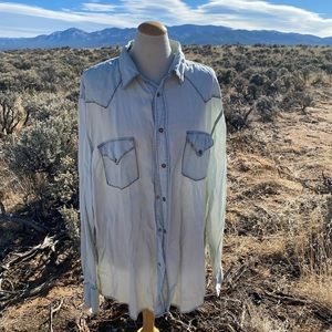 Ryan Michael tencel chambray western button down XL